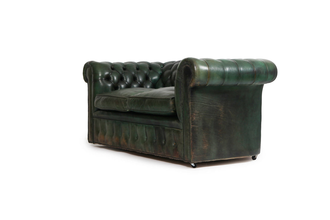 Divano 2 posti chesterfield club antico inglese originale verde