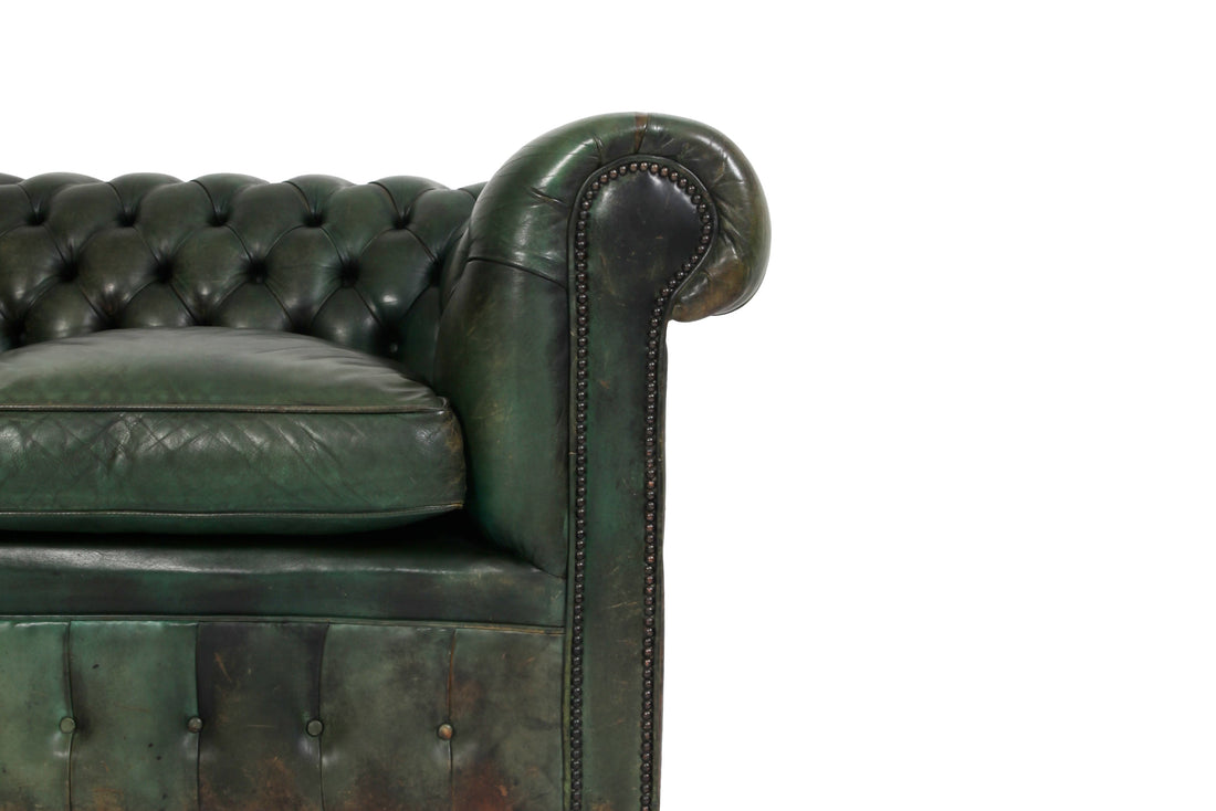 Divano 2 posti chesterfield club antico inglese originale verde