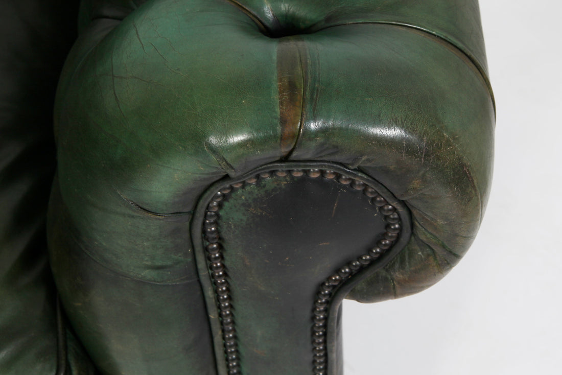 Divano 2 posti chesterfield club antico inglese originale verde