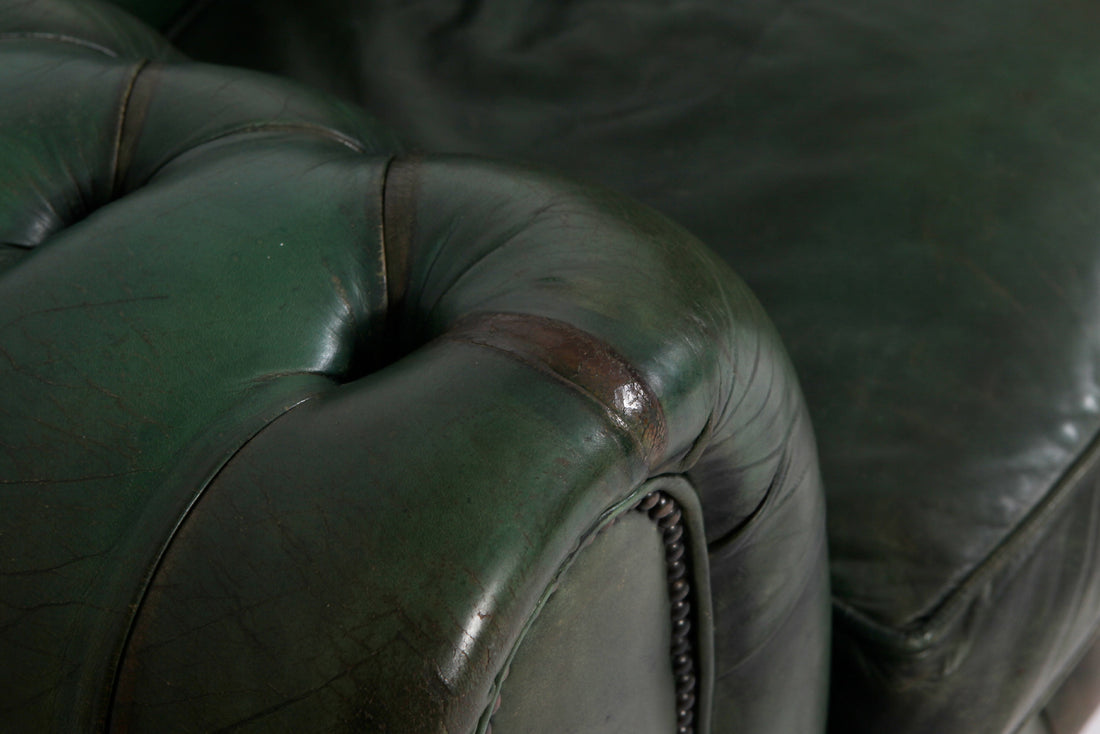 Divano 2 posti chesterfield club antico inglese originale verde