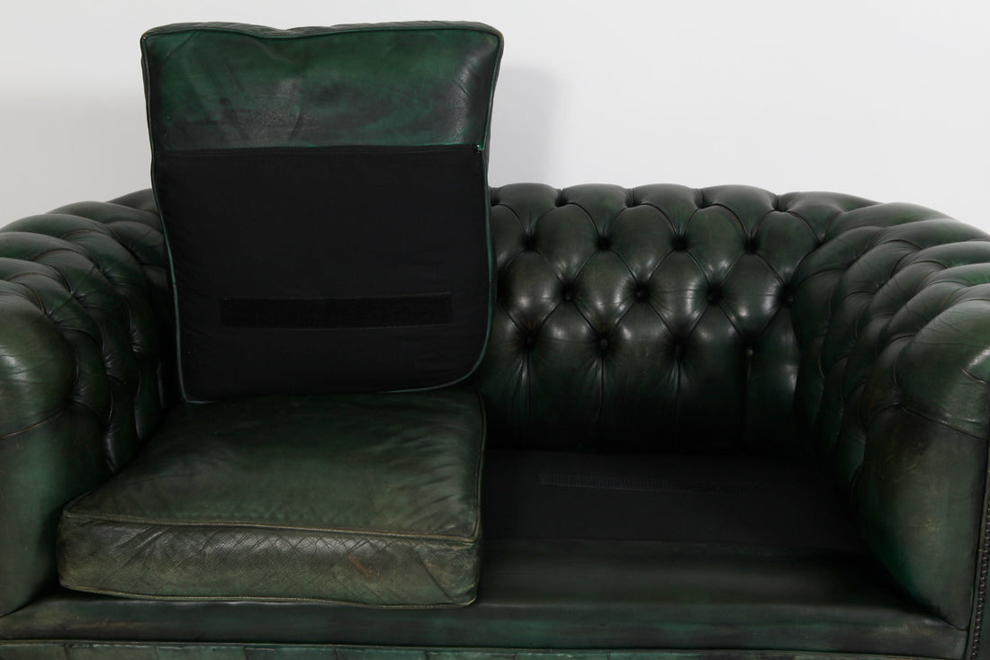 Divano 2 posti chesterfield club antico inglese originale verde