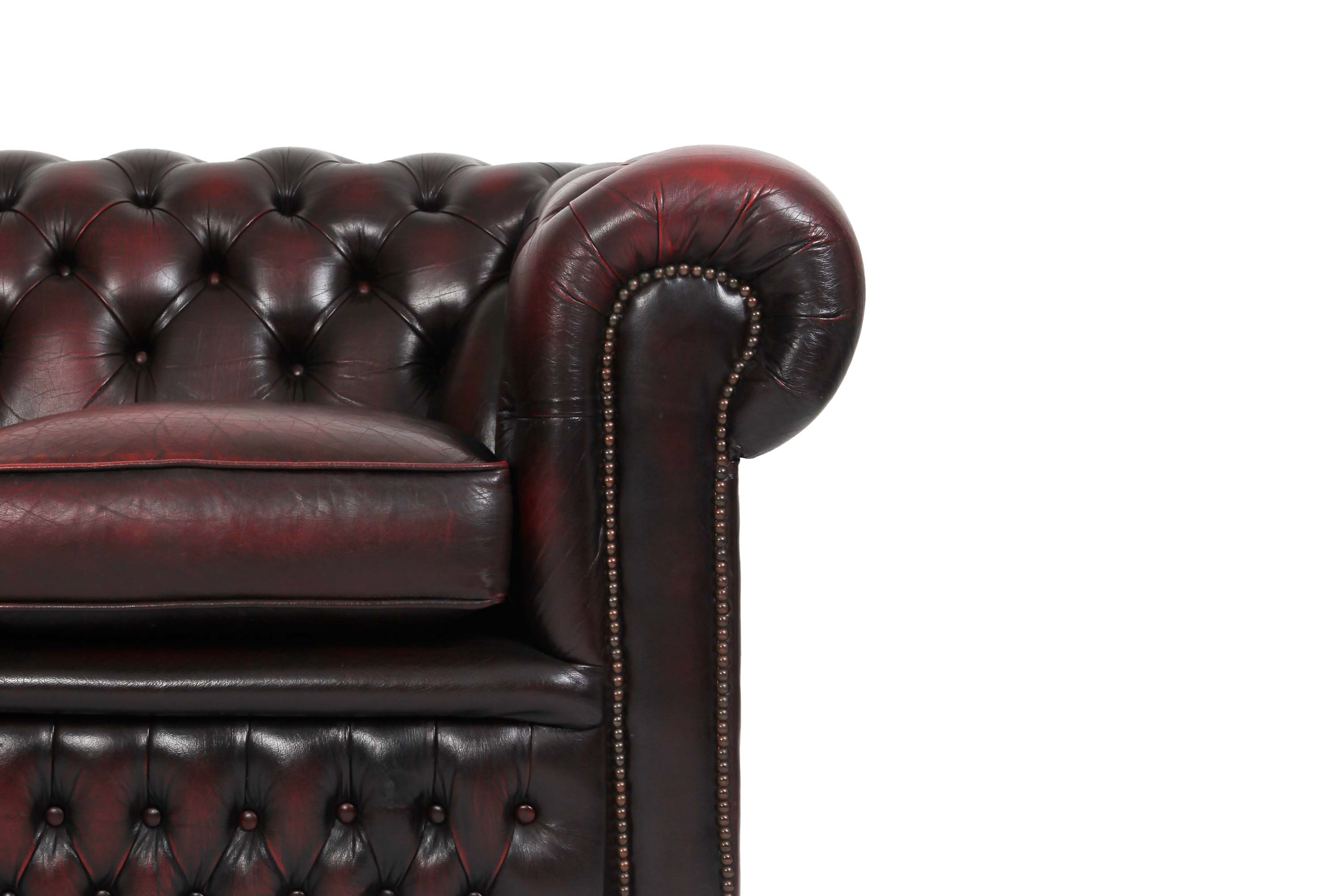 Divano 3 posti chesterfield club vintage inglese originale rosso bordeaux