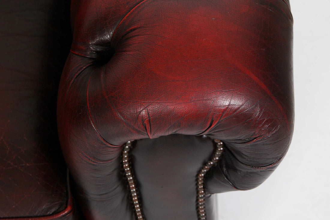 Divano 3 posti chesterfield club vintage inglese originale rosso bordeaux