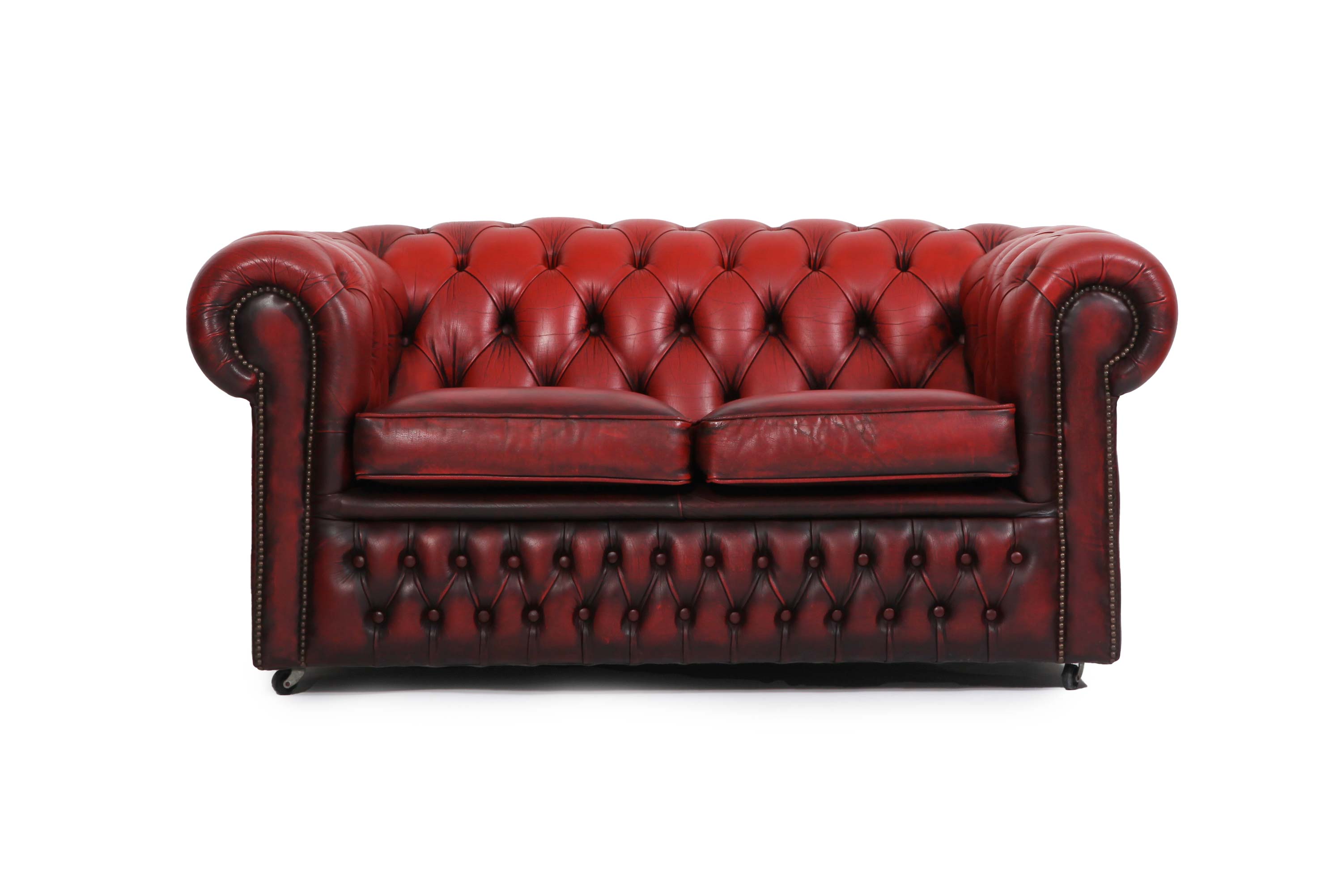 Divano 2 posti chesterfield club vintage inglese originale rosso bordeaux