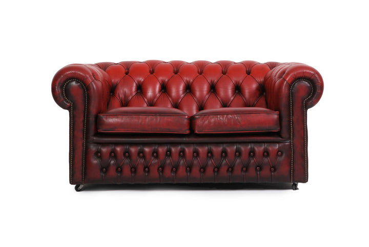 Divano 2 posti chesterfield club vintage inglese originale rosso bordeaux