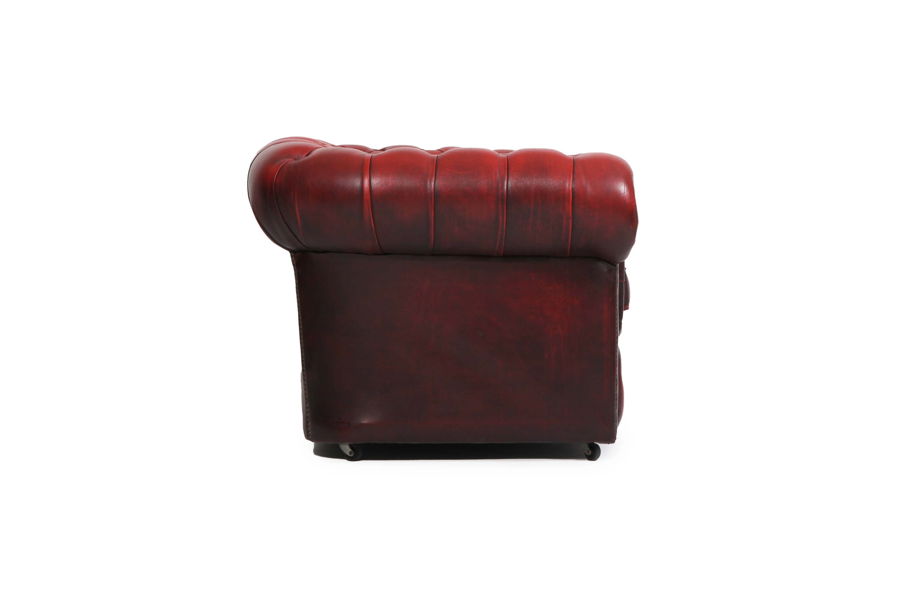 Divano 2 posti chesterfield club vintage inglese originale rosso bordeaux