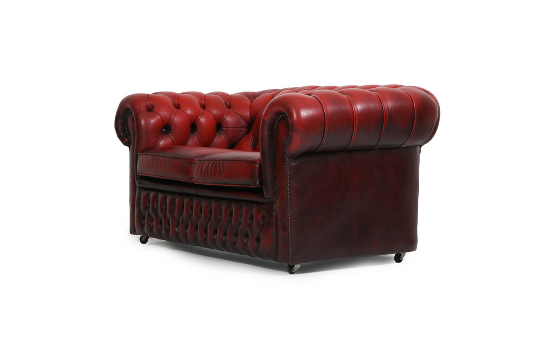 Divano 2 posti chesterfield club vintage inglese originale rosso bordeaux