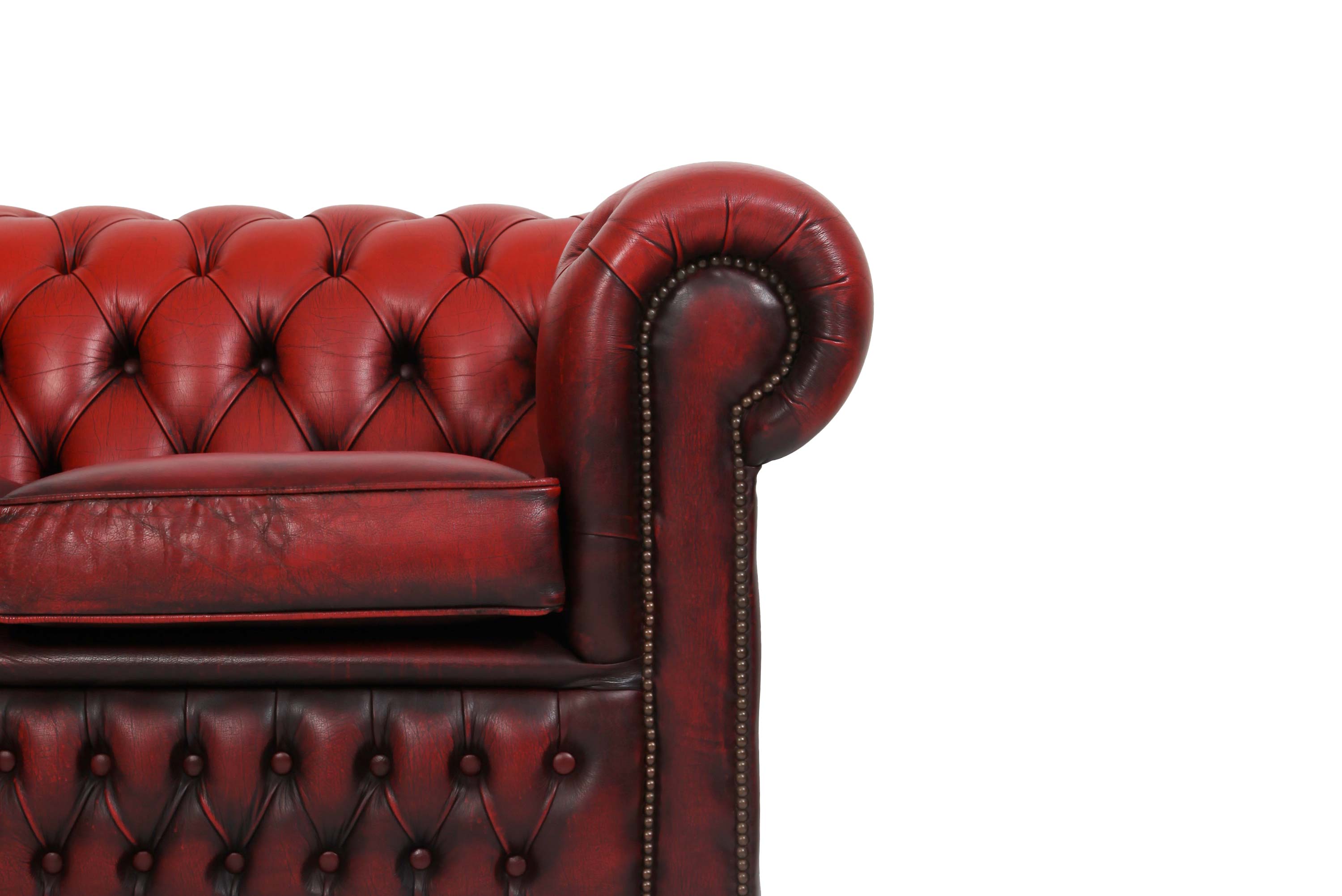 Divano 2 posti chesterfield club vintage inglese originale rosso bordeaux