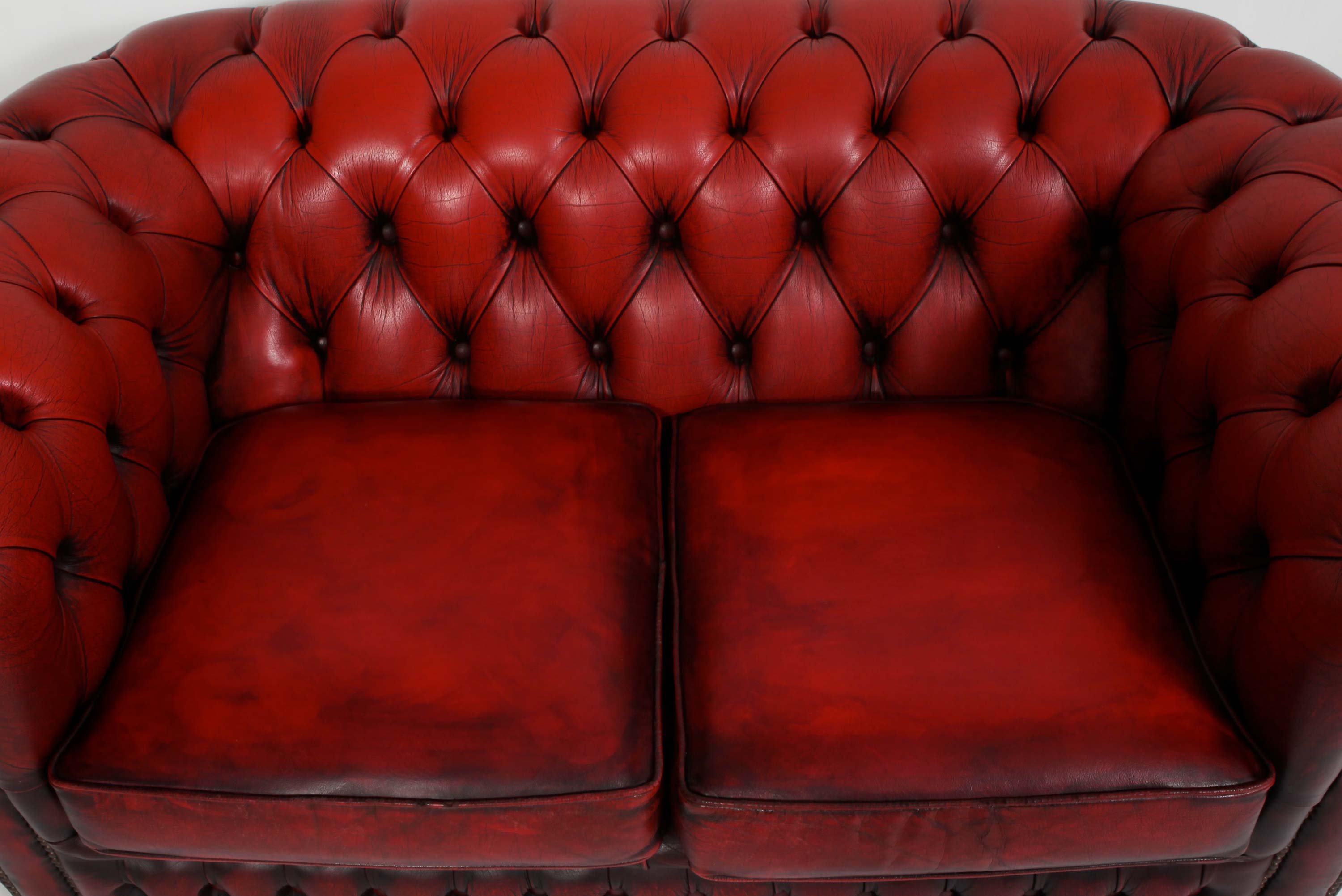 Divano 2 posti chesterfield club vintage inglese originale rosso bordeaux