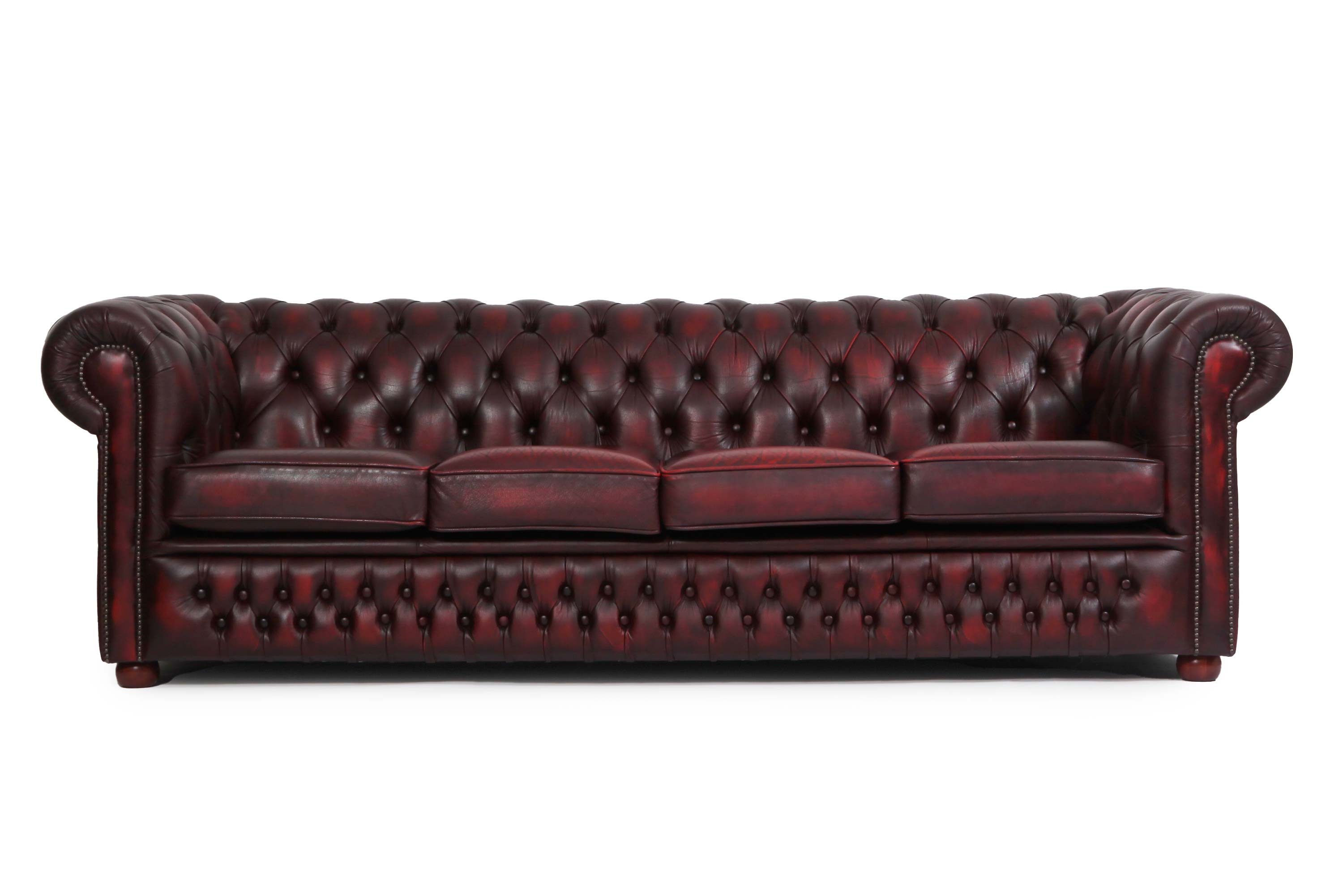 Divano 4 posti chesterfield club vintage inglese originale rosso bordeaux