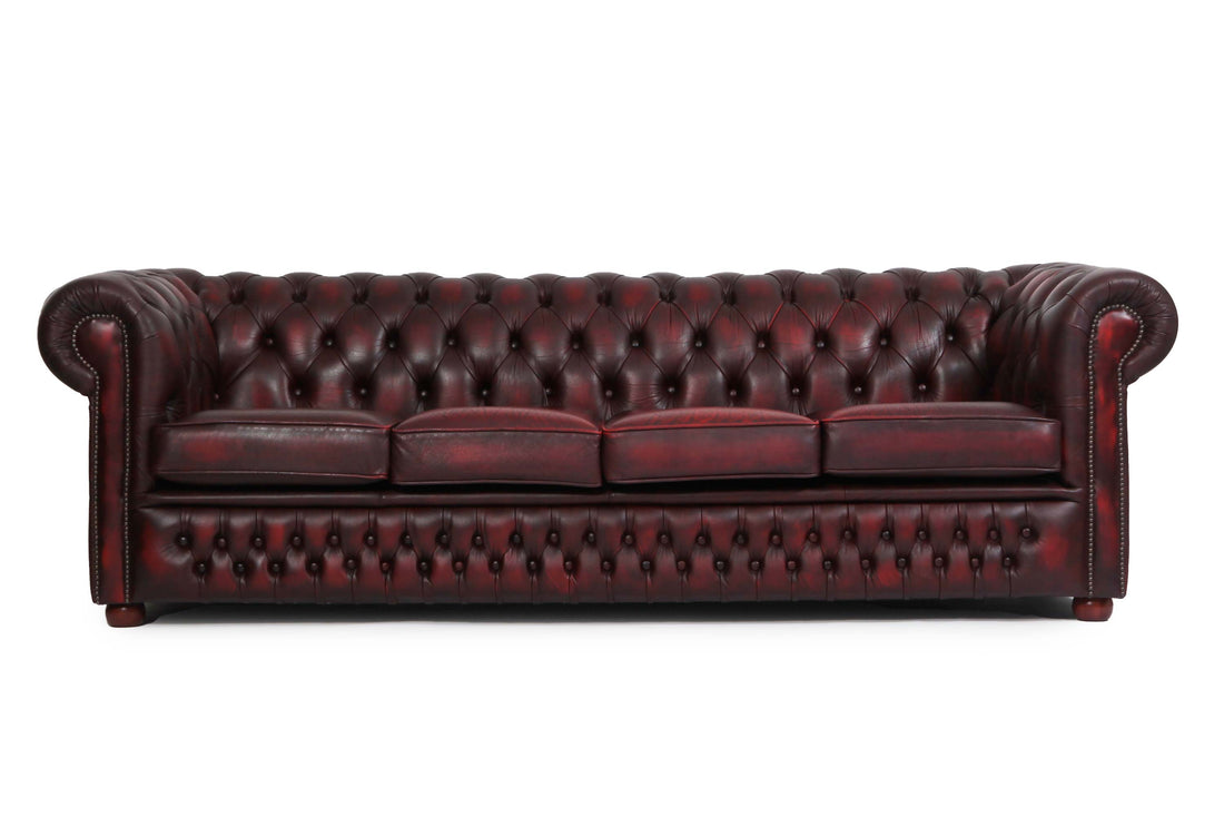 Divano 4 posti chesterfield club vintage inglese originale rosso bordeaux