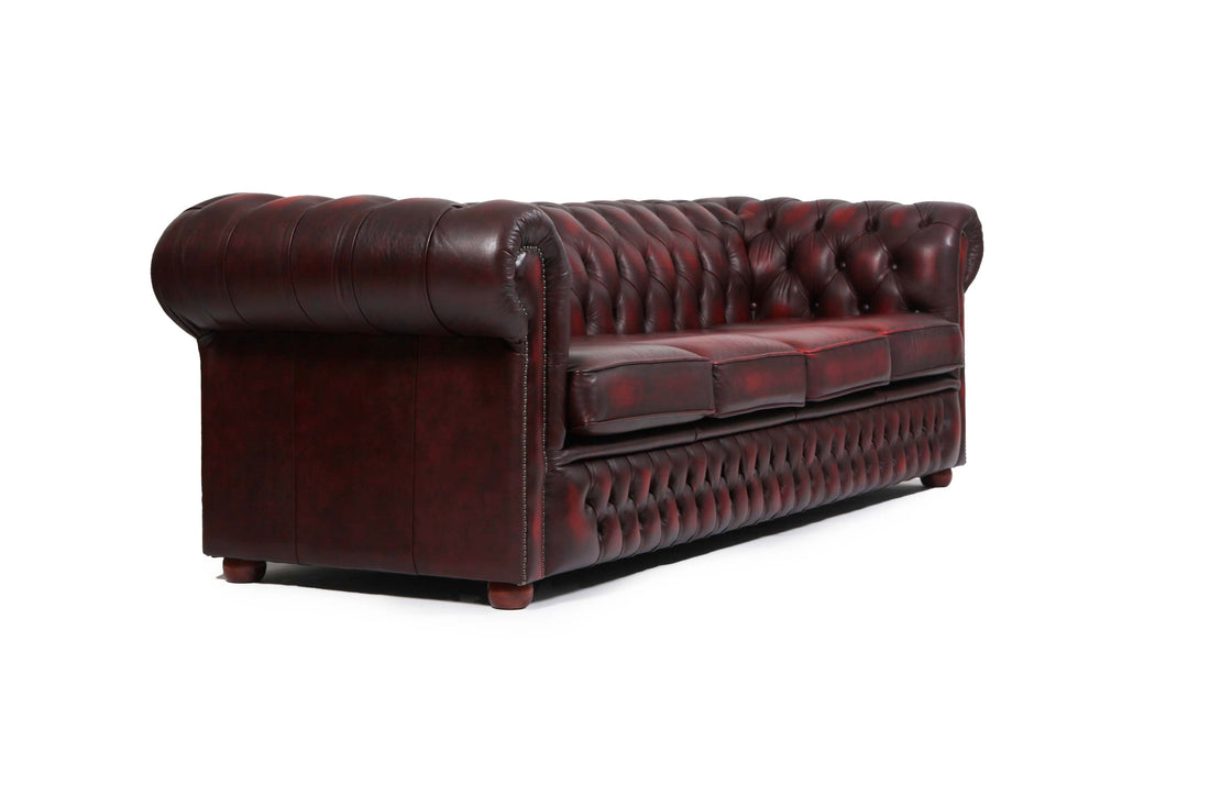 Divano 4 posti chesterfield club vintage inglese originale rosso bordeaux