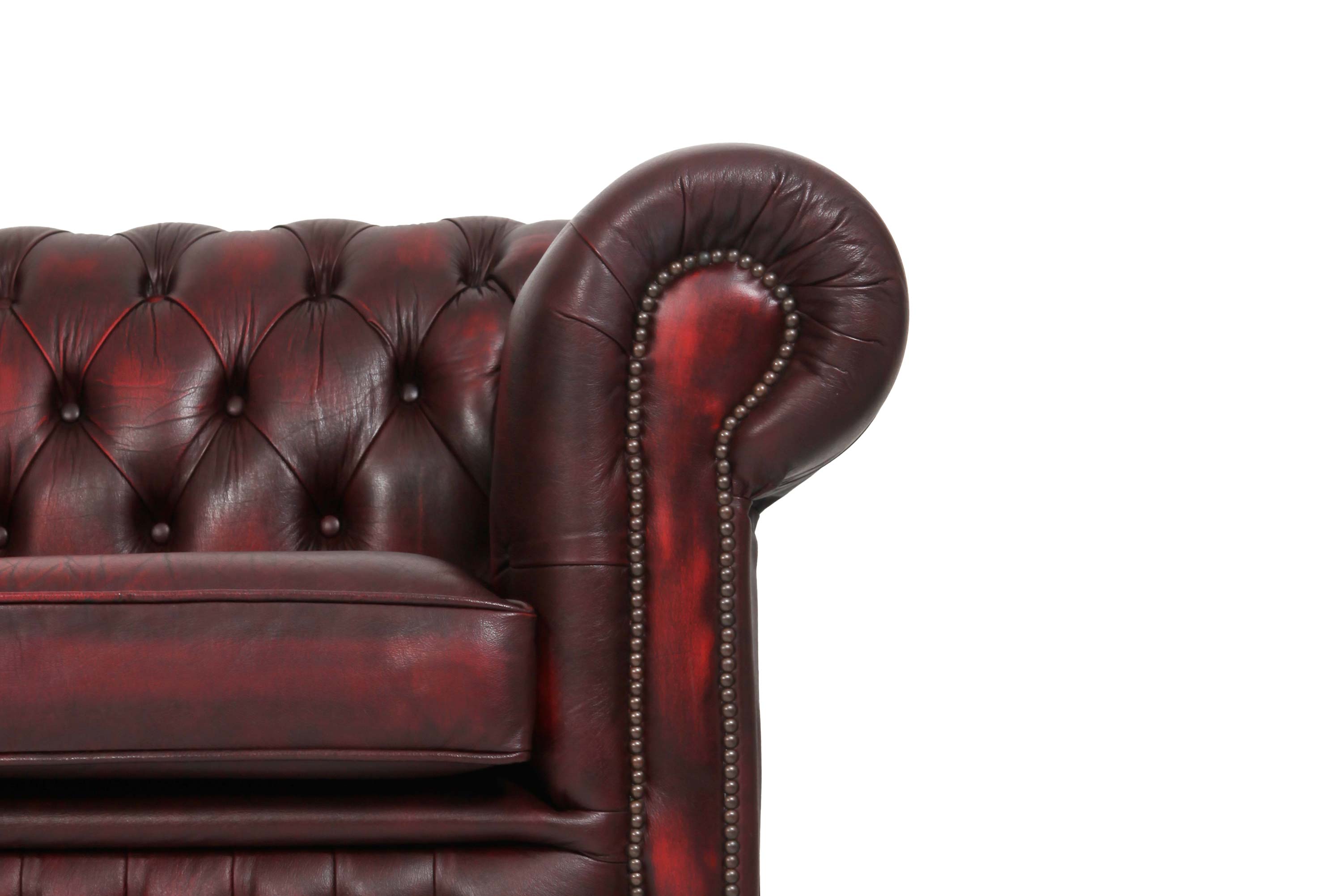 Divano 4 posti chesterfield club vintage inglese originale rosso bordeaux