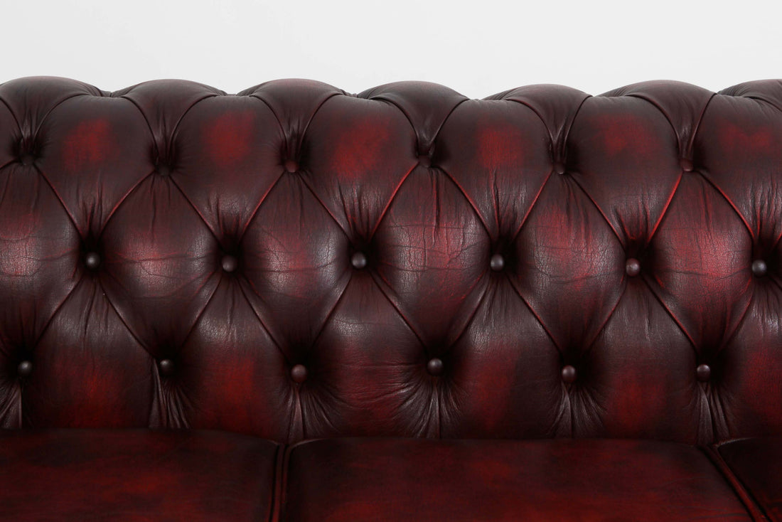 Divano 4 posti chesterfield club vintage inglese originale rosso bordeaux
