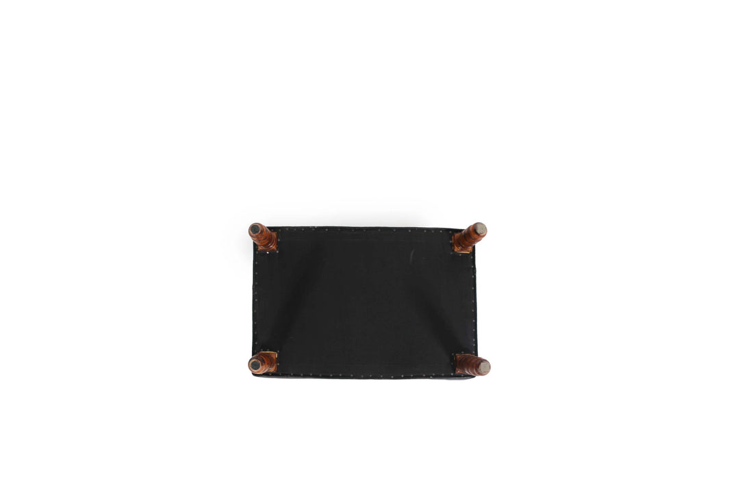 Poggiapiedi chesterfield antico di epoca Vittoriana in pelle nera