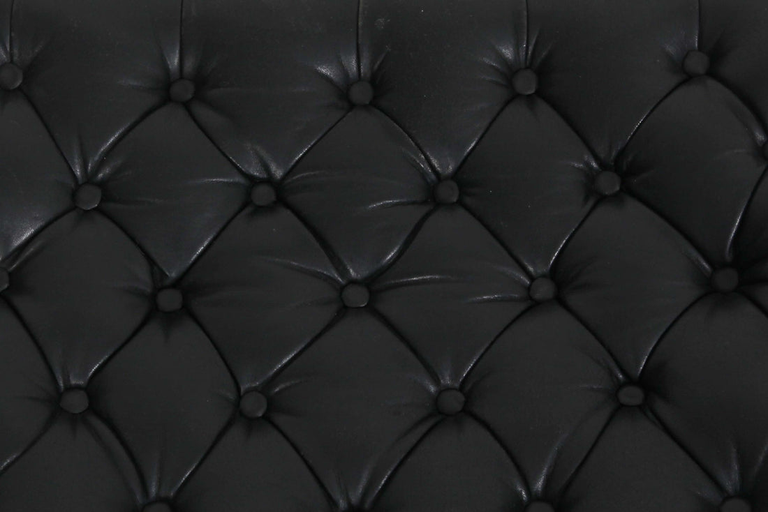Poggiapiedi chesterfield antico di epoca Vittoriana in pelle nera