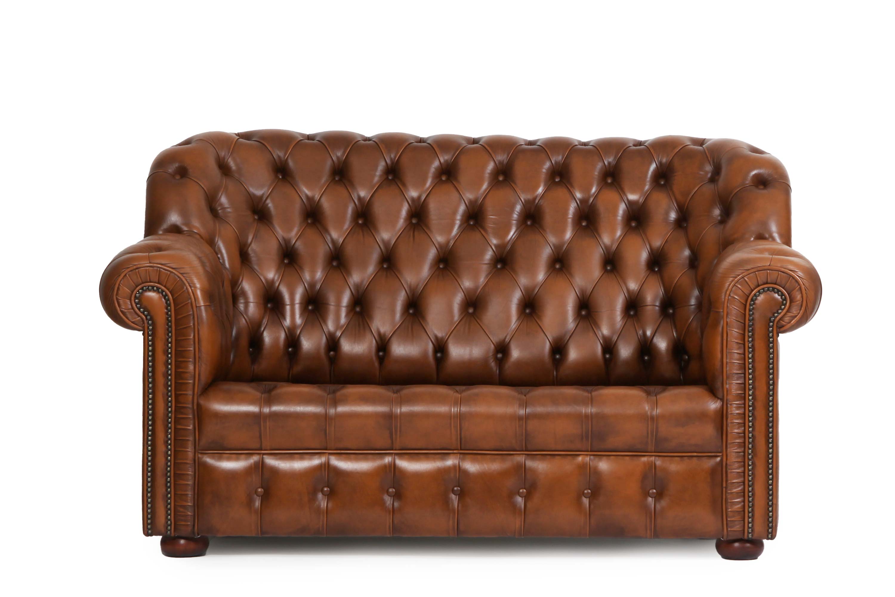 Divano 2 posti chesterfield bergere vintage inglese marrone cognac