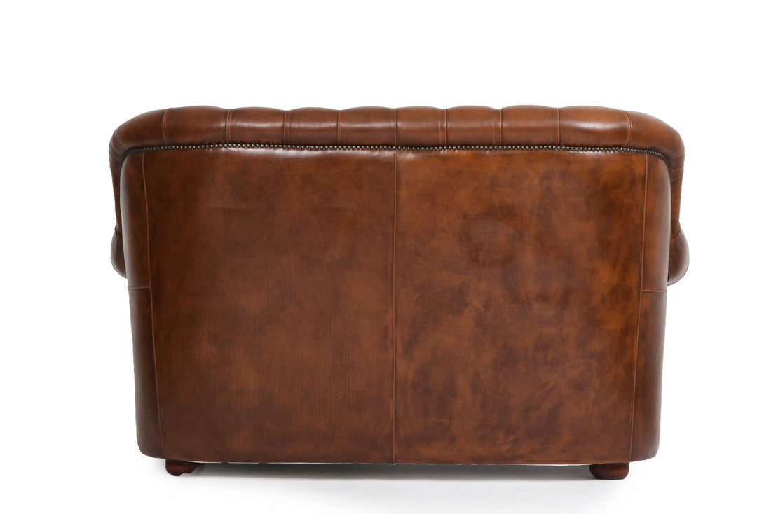 Divano 2 posti chesterfield bergere vintage inglese marrone cognac