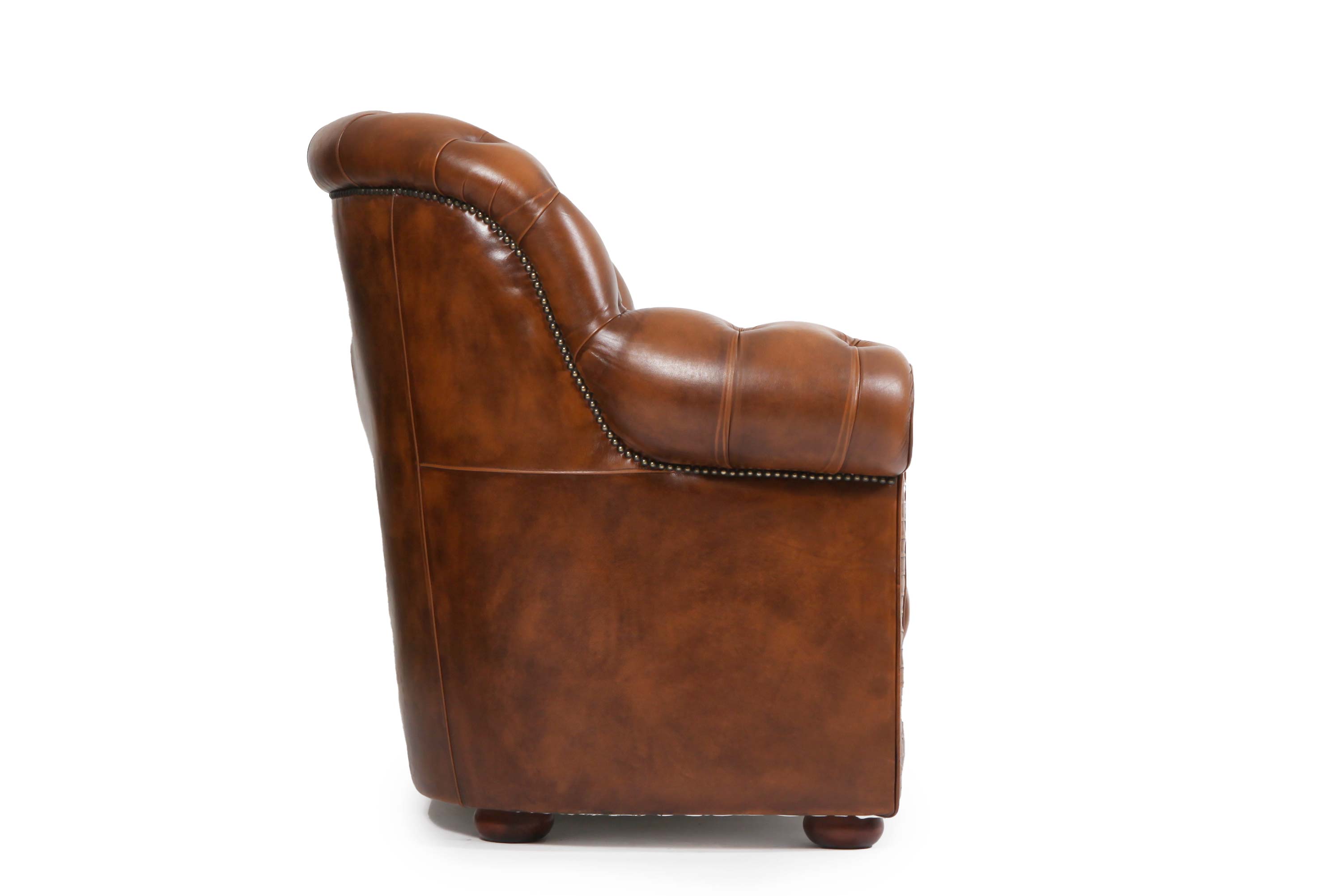 Divano 2 posti chesterfield bergere vintage inglese marrone cognac