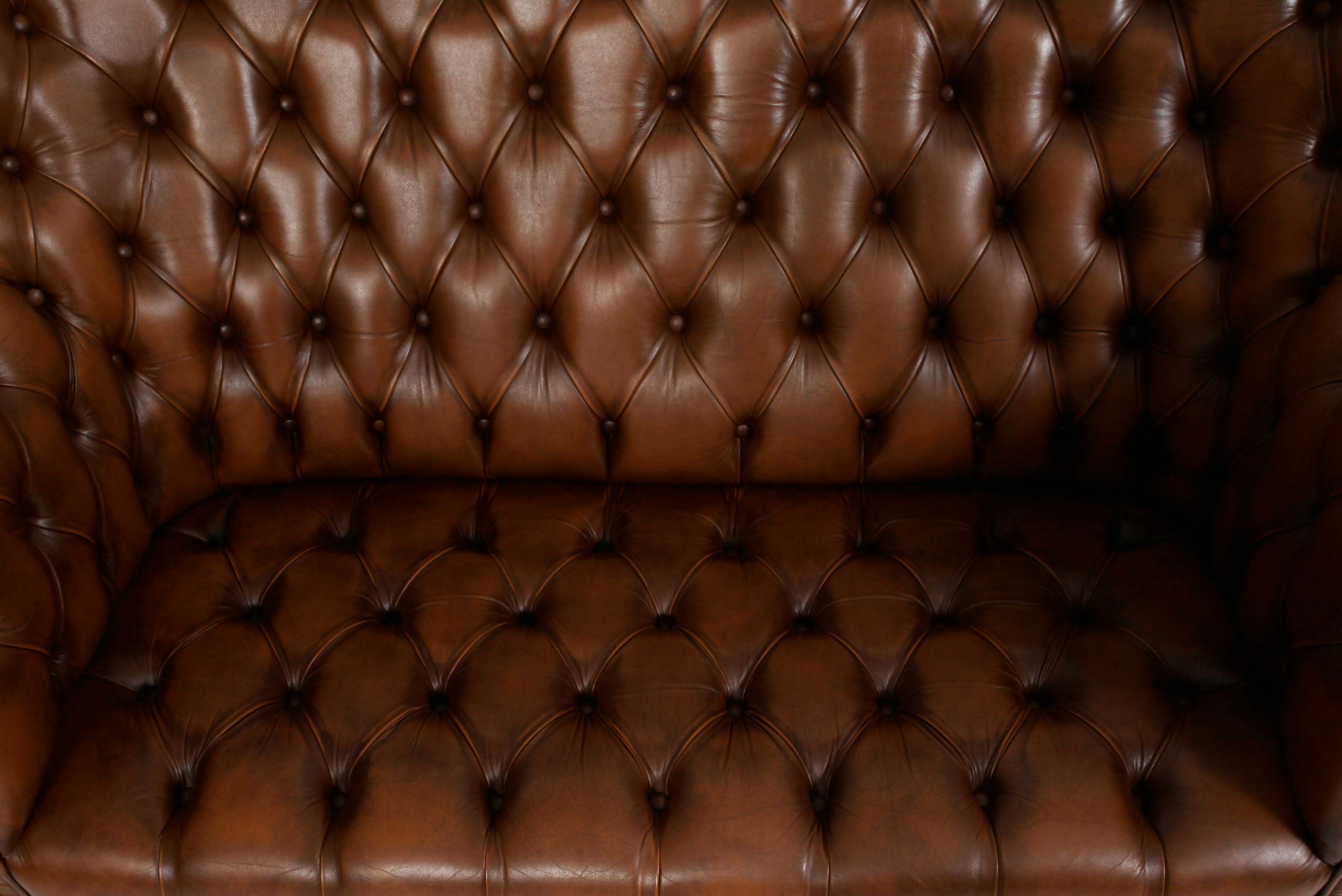 Divano 2 posti chesterfield bergere vintage inglese marrone cognac