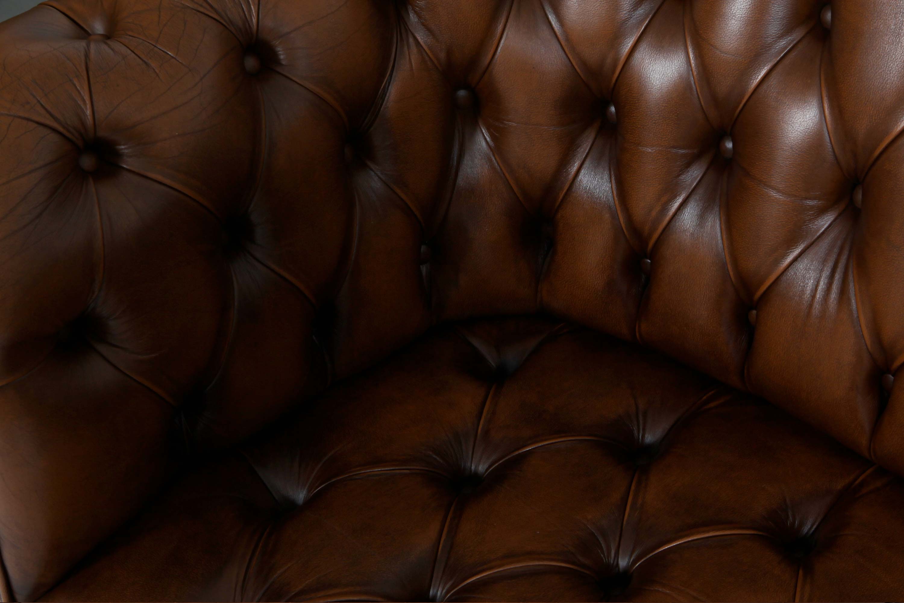 Divano 2 posti chesterfield bergere vintage inglese marrone cognac