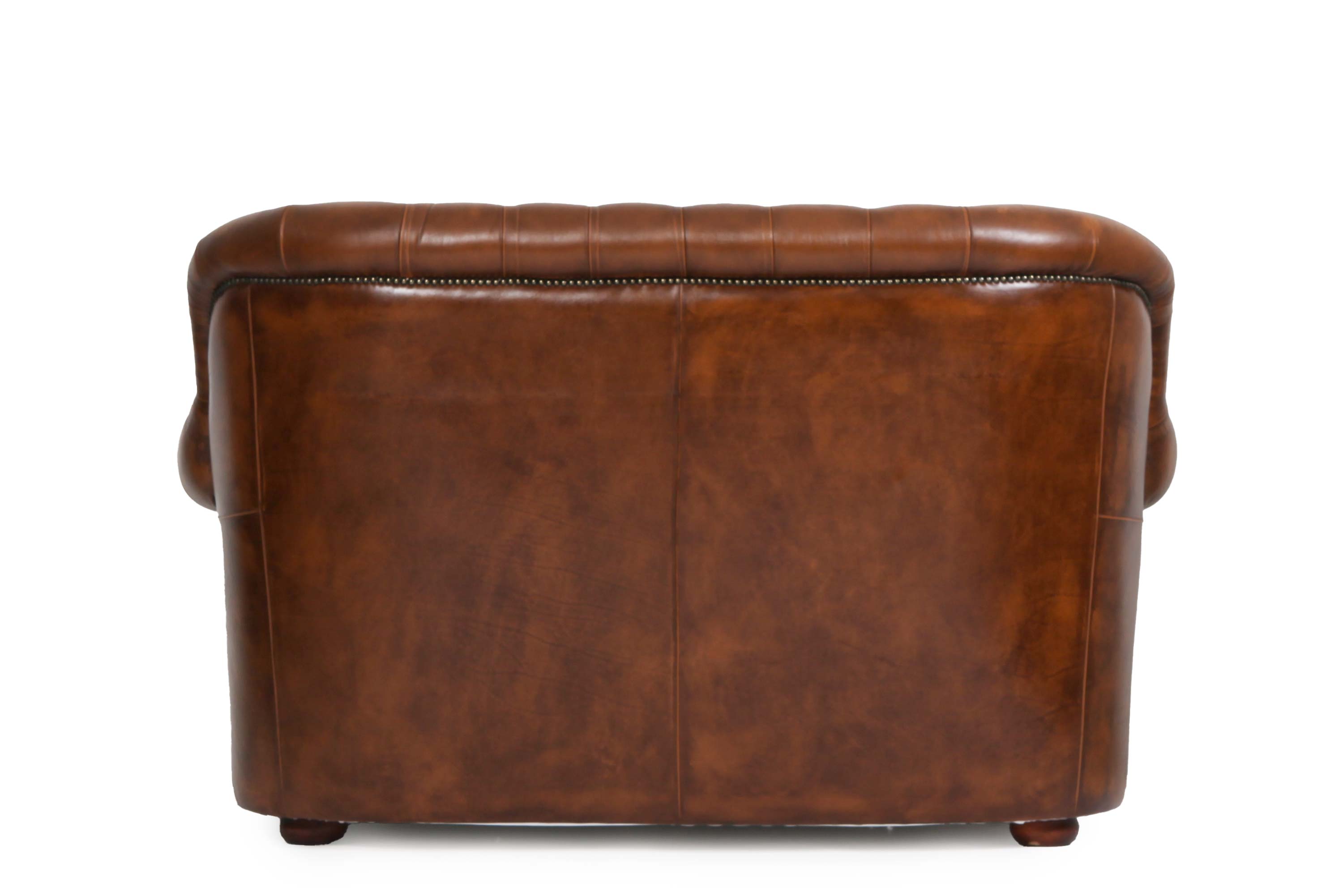 Divano due posti chesterfield bergere vintage inglese marrone cognac