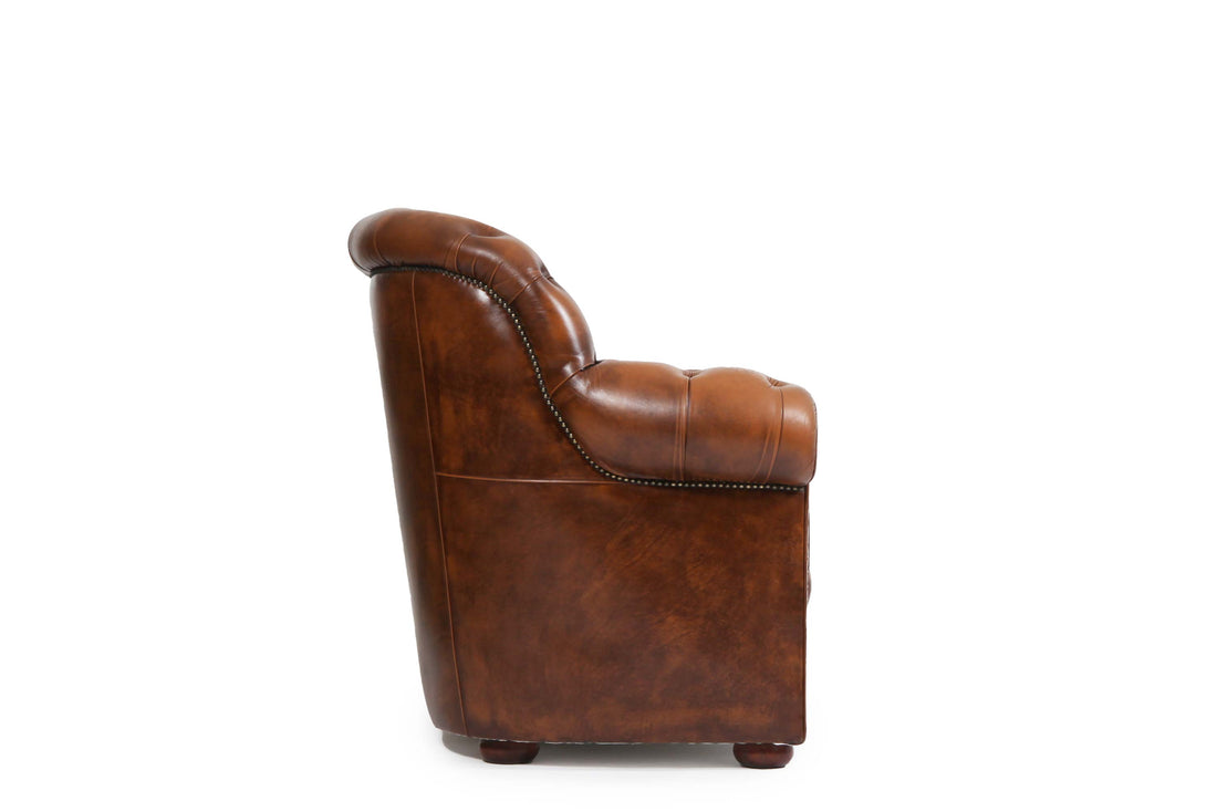 Divano due posti chesterfield bergere vintage inglese marrone cognac