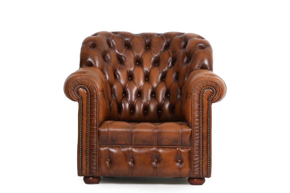 Poltrona chesterfield bergere vintage inglese marrone cognac