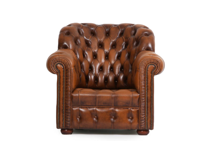 Poltrona chesterfield bergere vintage inglese marrone cognac