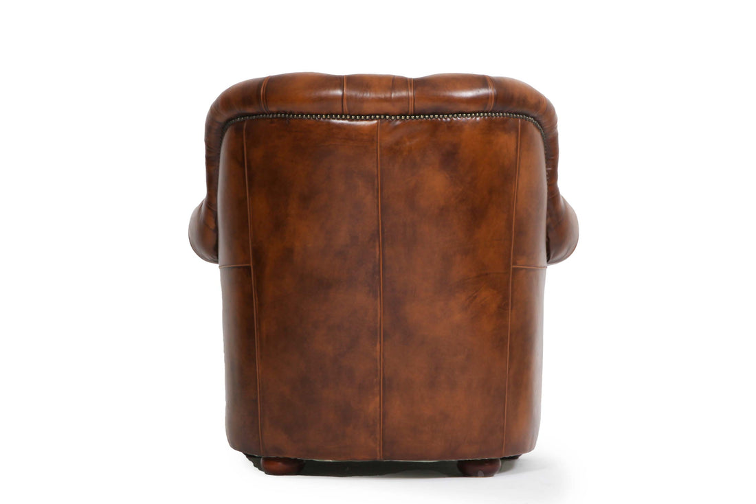Poltrona chesterfield bergere vintage inglese marrone cognac