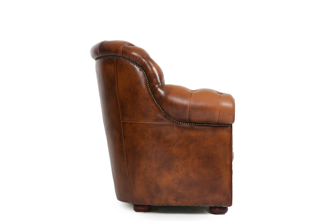 Poltrona chesterfield bergere vintage inglese marrone cognac