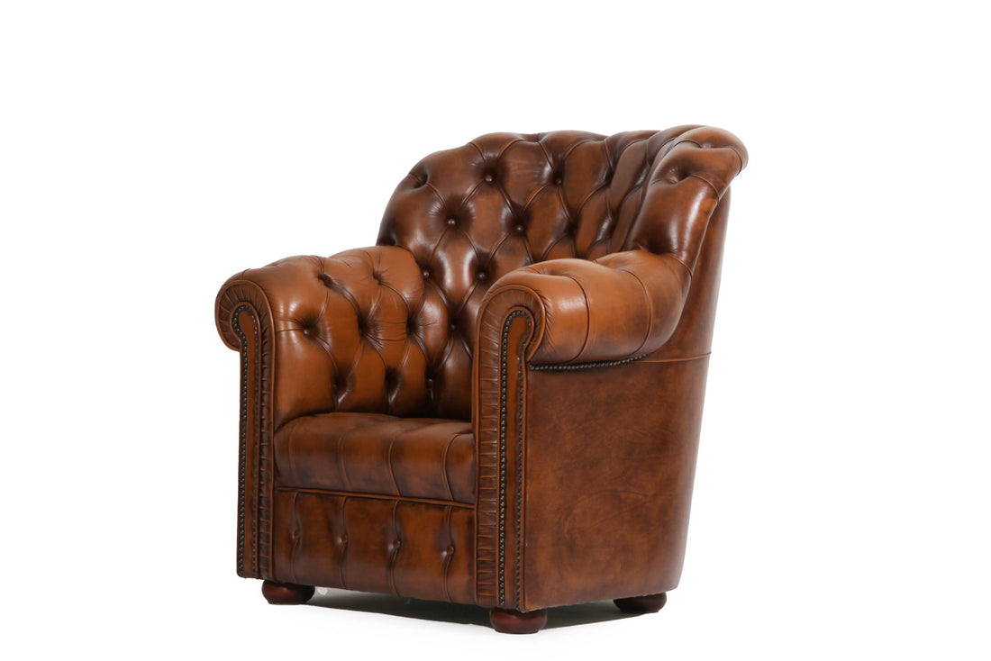 Poltrona chesterfield bergere vintage inglese marrone cognac