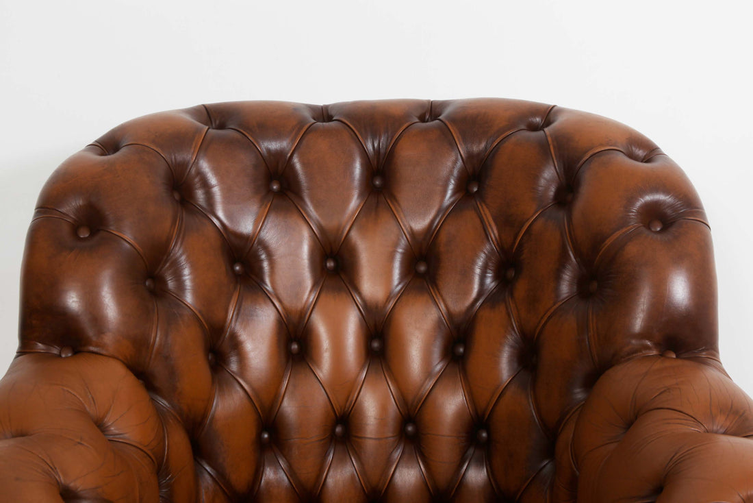 Poltrona chesterfield bergere vintage inglese marrone cognac