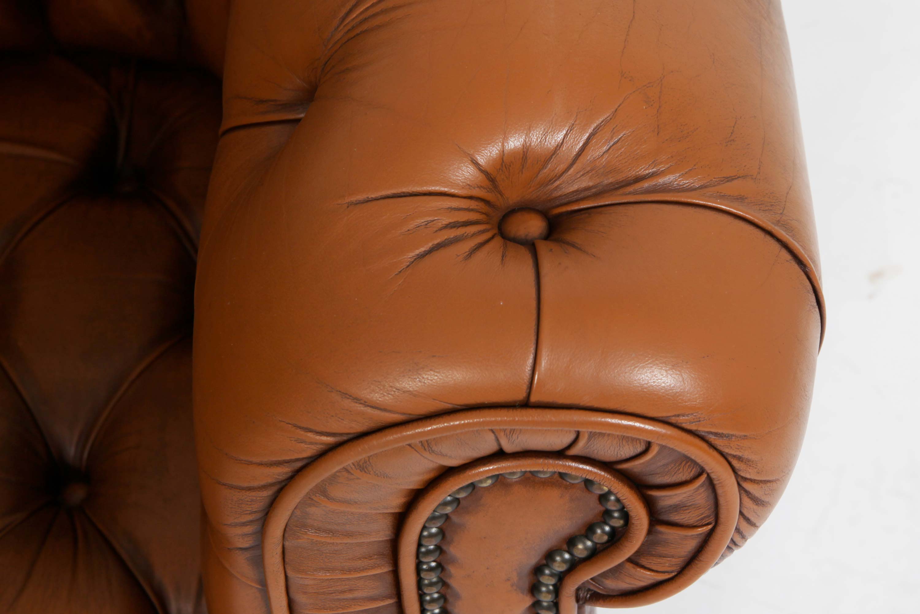 Poltrona chesterfield bergere vintage inglese marrone cognac