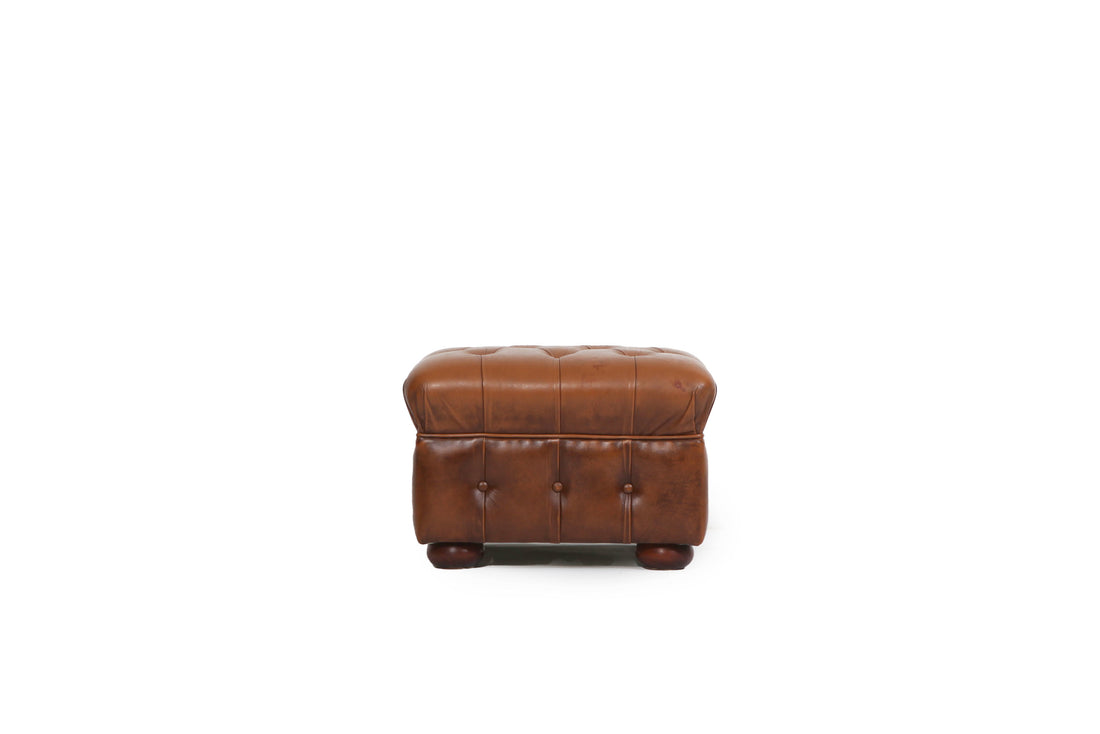 Pouf chesterfield vintage inglese marrone cognac