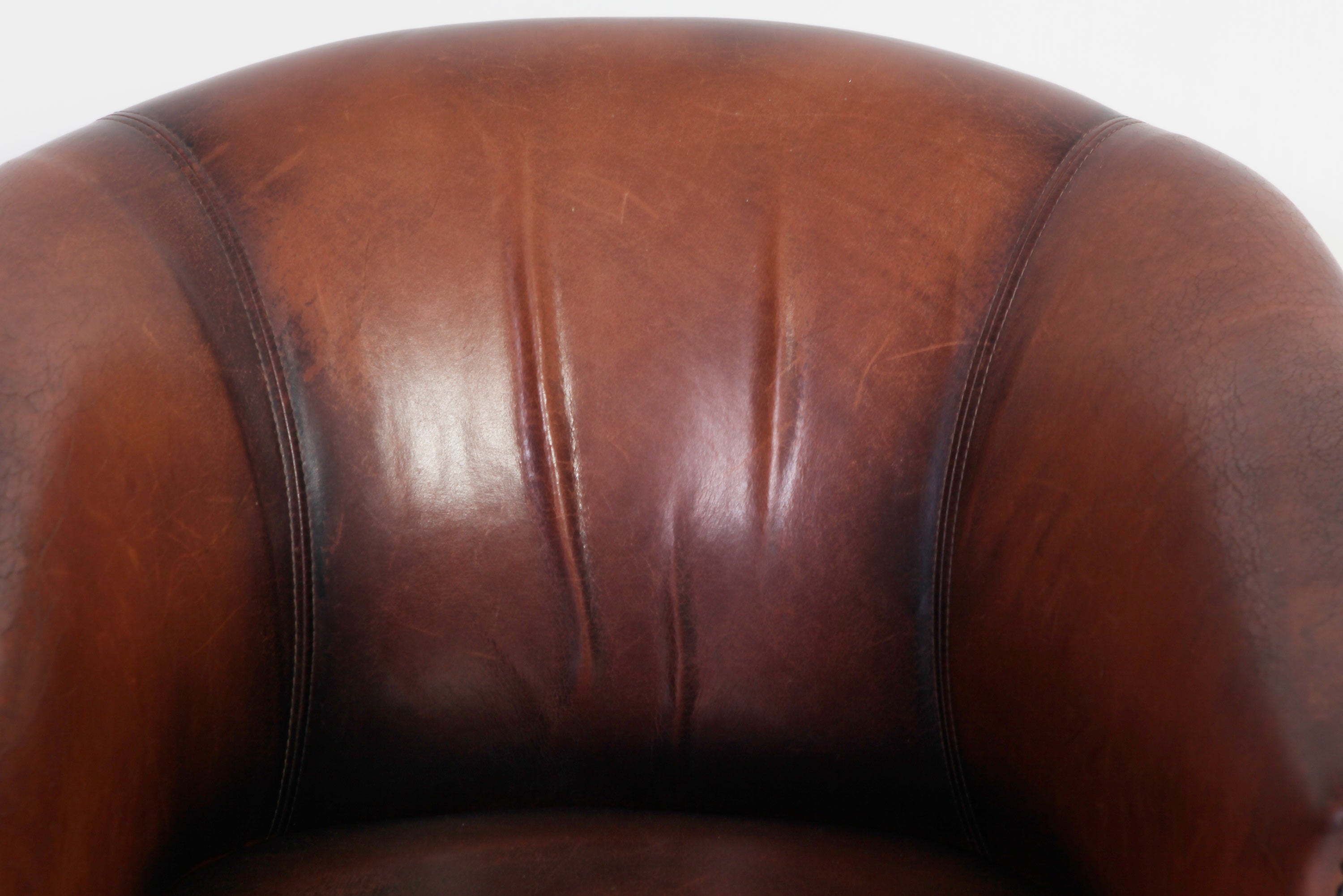 Coppia di poltrone a pozzetto inglese originale vintage marrone anticato