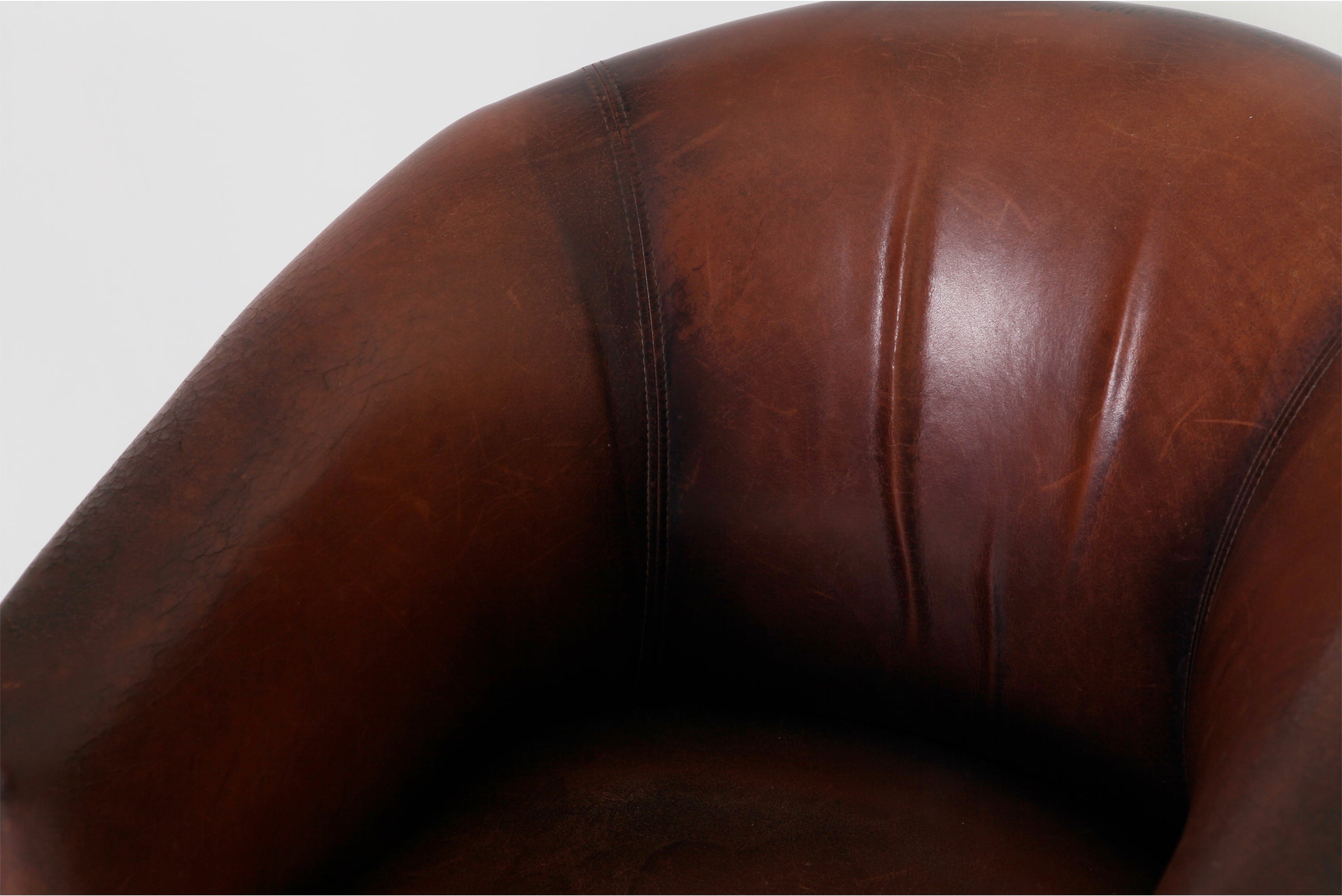 Coppia di poltrone a pozzetto inglese originale vintage marrone anticato