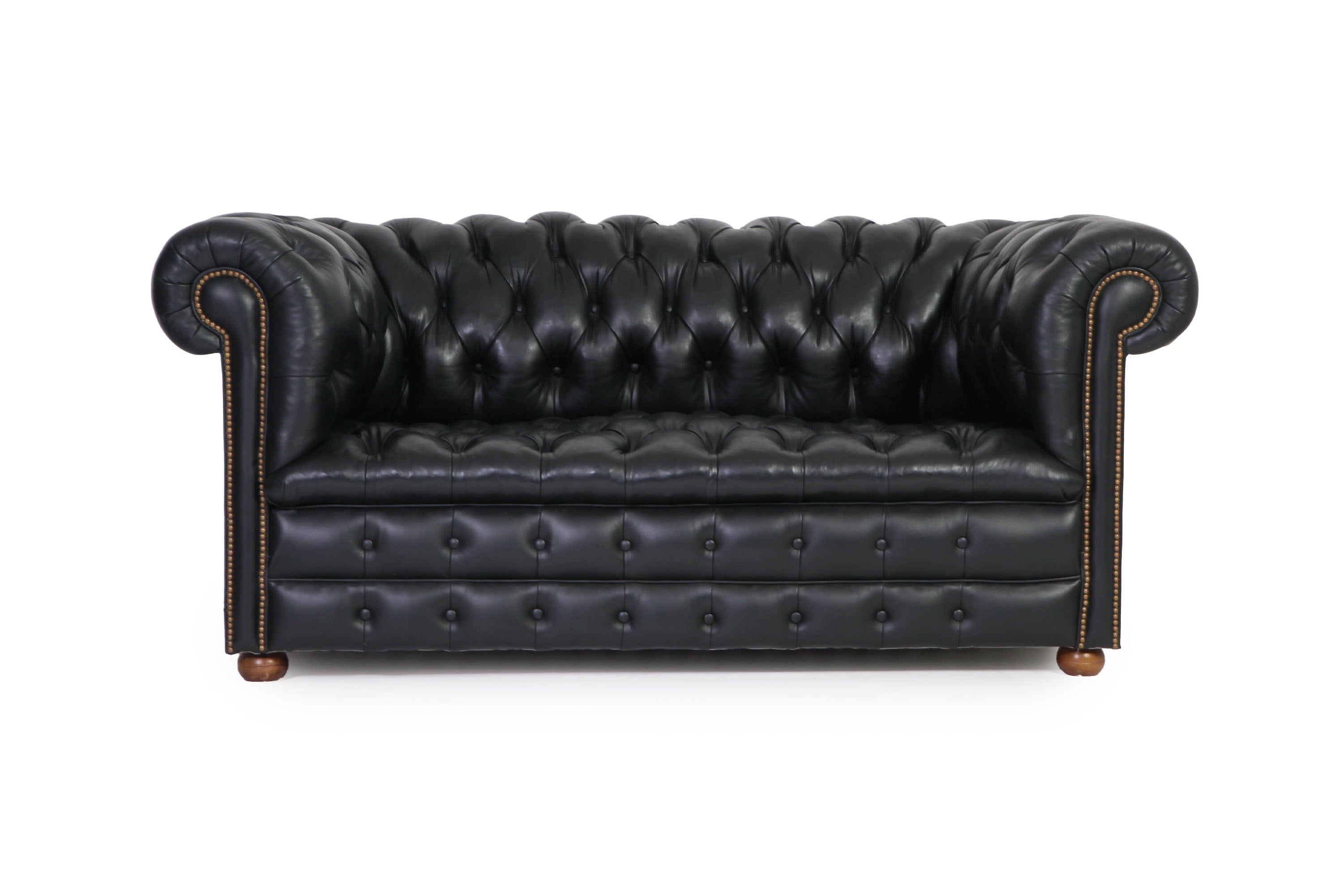 Divano 2 posti chesterfield club inglese originale vintage in pelle nera
