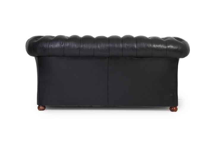 Divano 2 posti chesterfield club inglese originale vintage in pelle nera