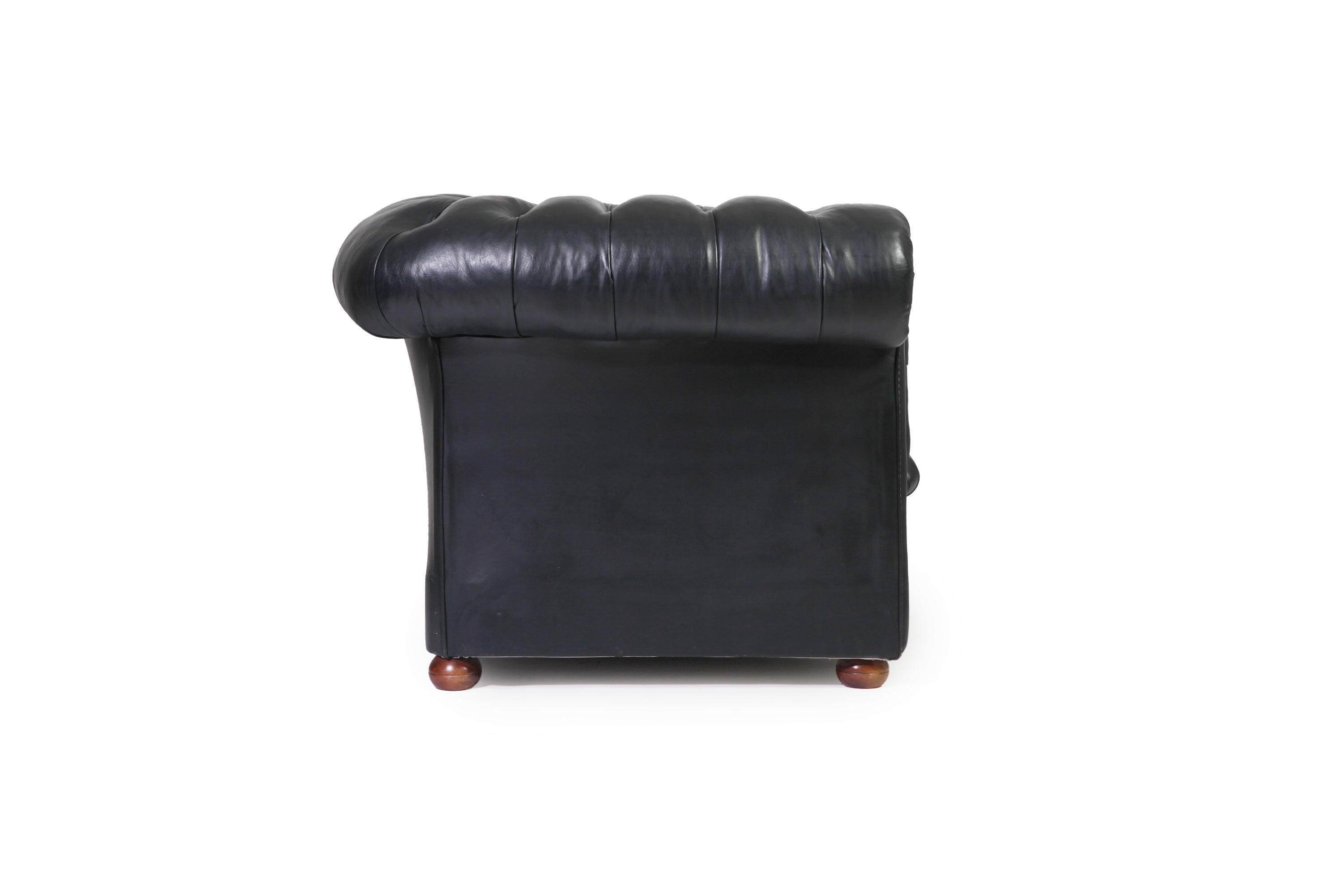 Divano 2 posti chesterfield club inglese originale vintage in pelle nera