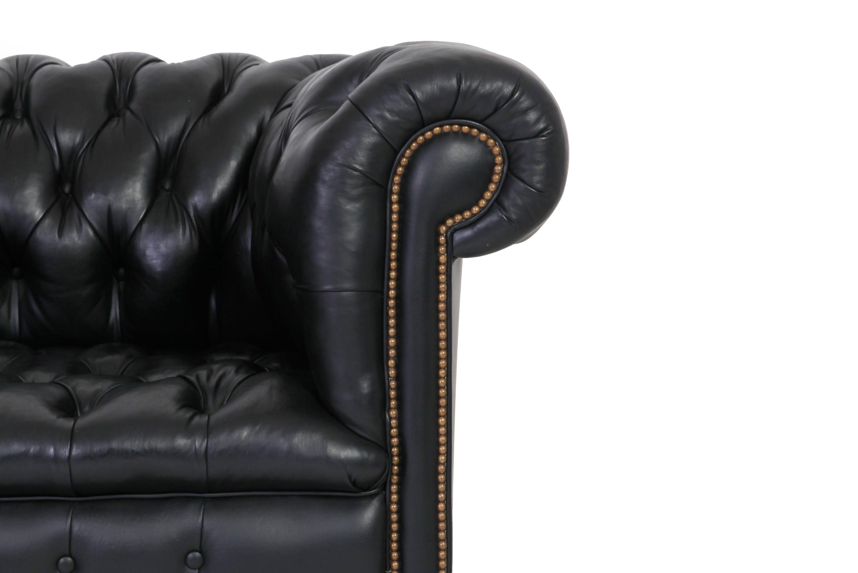 Divano 2 posti chesterfield club inglese originale vintage in pelle nera