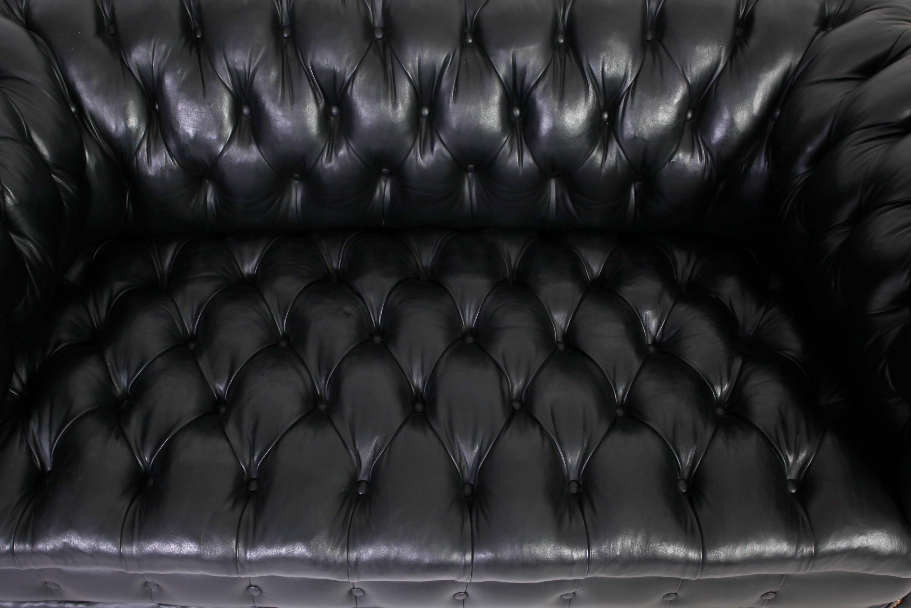 Divano 2 posti chesterfield club inglese originale vintage in pelle nera