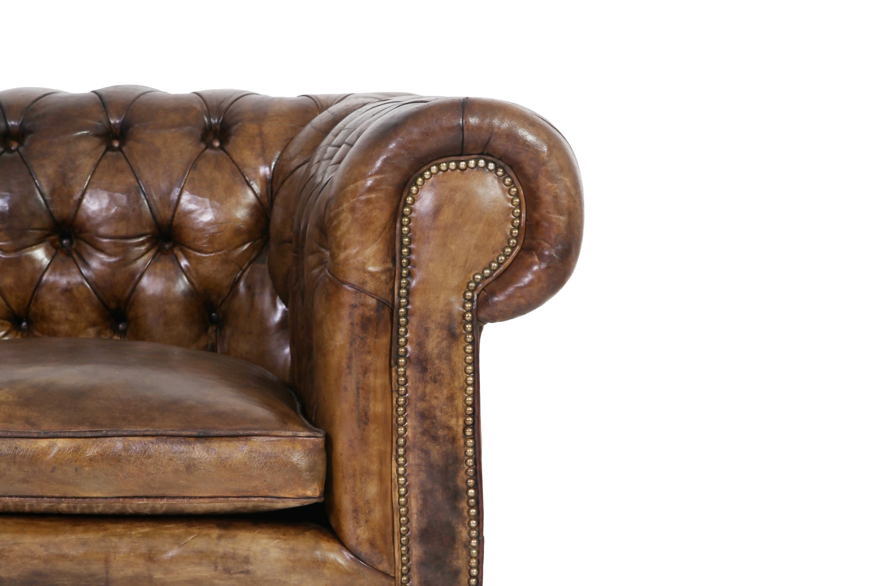 Divano 2 posti chesterfield club antico inglese originale marrone