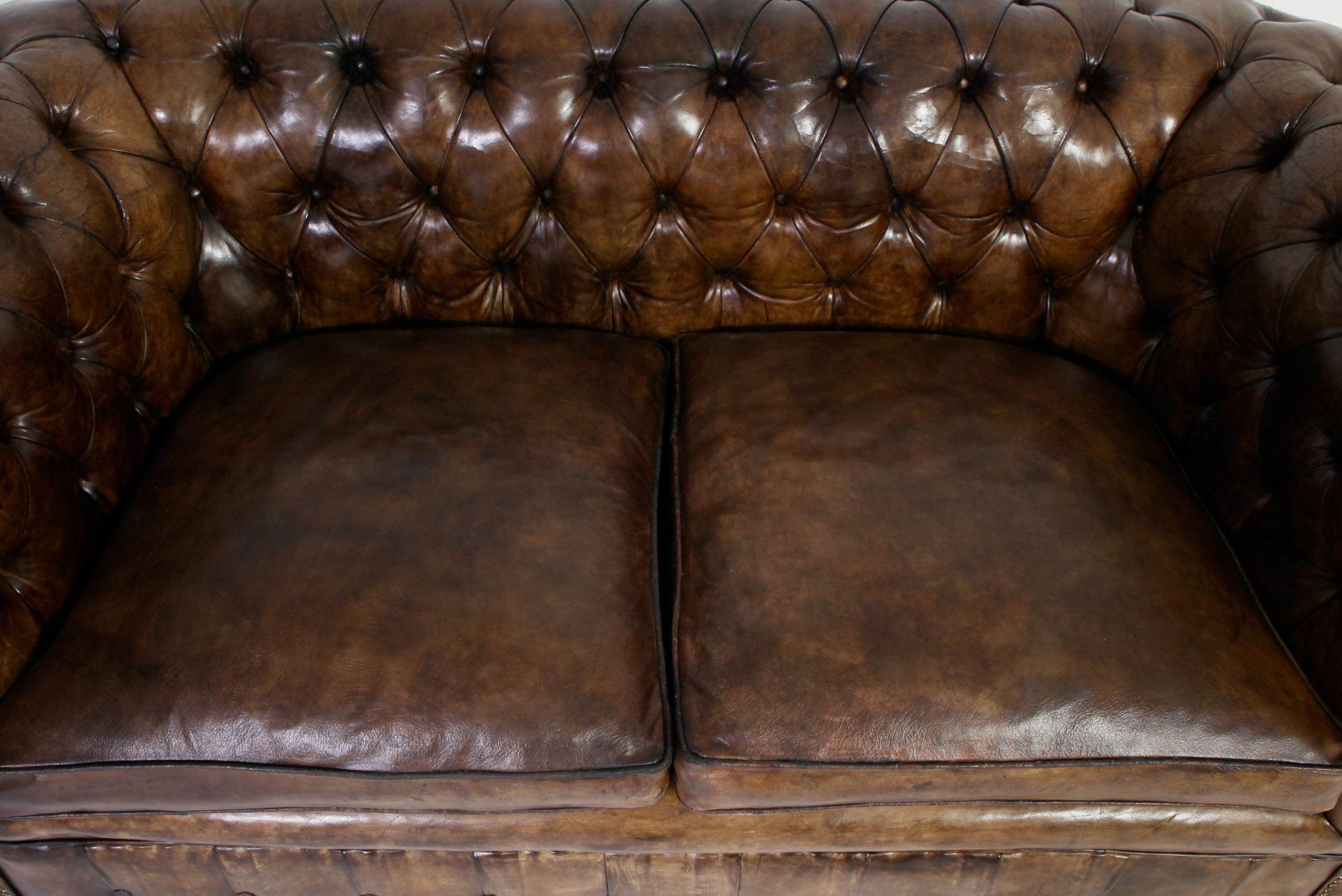 Divano 2 posti chesterfield club antico inglese originale marrone