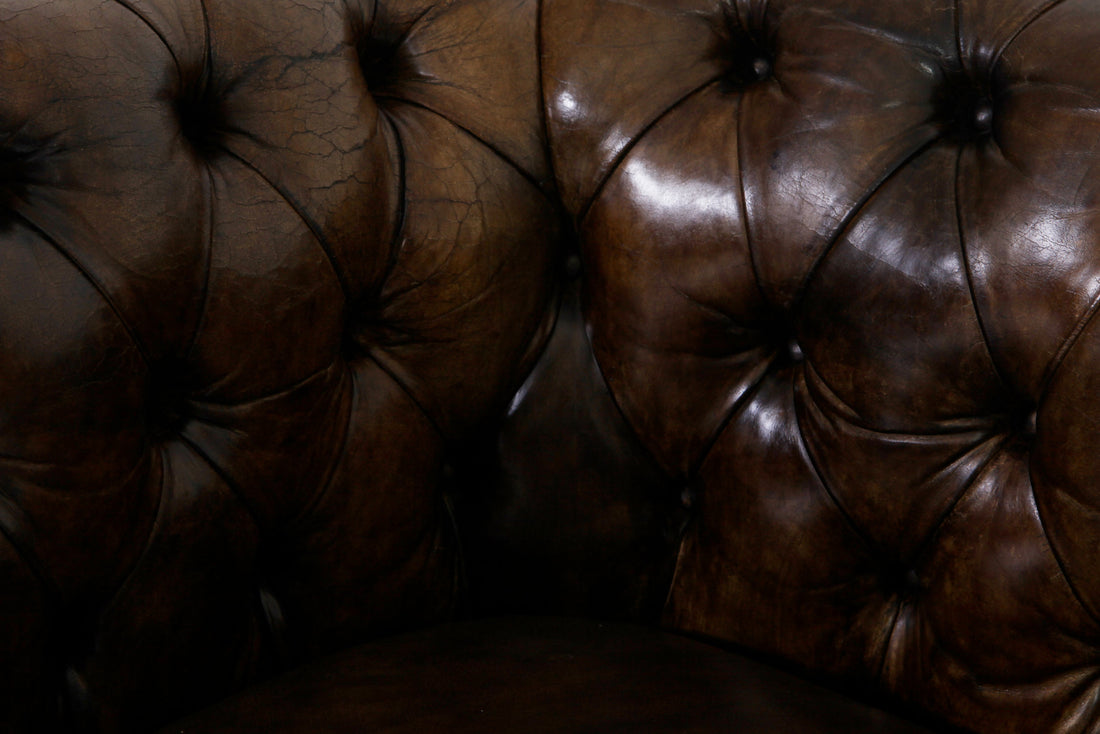 Divano 2 posti chesterfield club antico inglese originale marrone