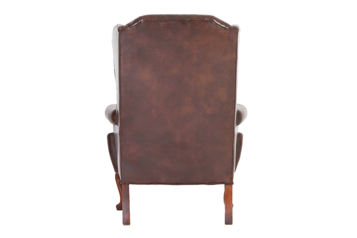 Coppia di poltrone chesterfield bergere vintage inglese originale in pelle marrone