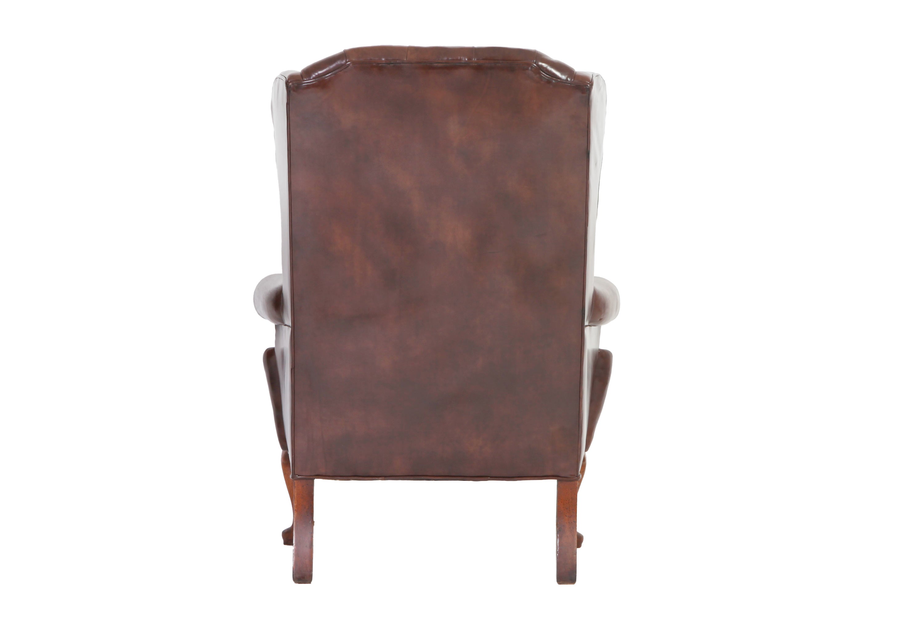 Coppia di poltrone chesterfield bergere vintage inglese originale in pelle marrone