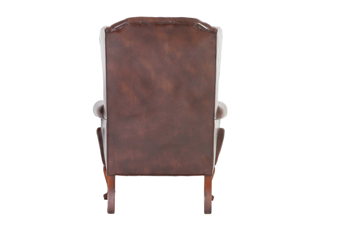 Coppia di poltrone chesterfield bergere vintage inglese originale in pelle marrone