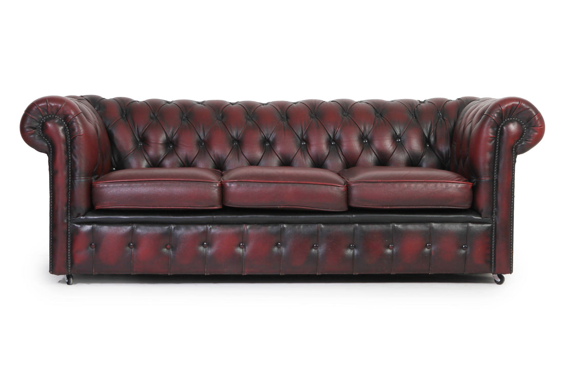 Divano 3 posti chesterfield club vintage inglese originale bordeaux