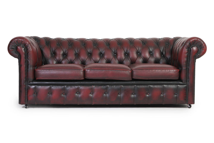 Divano 3 posti chesterfield club vintage inglese originale bordeaux